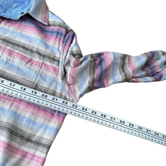 Faherty Reversible Belmar Shirt Men’s Large Striped Blue Pink Long Sleeve Button - Picture 10 of 12